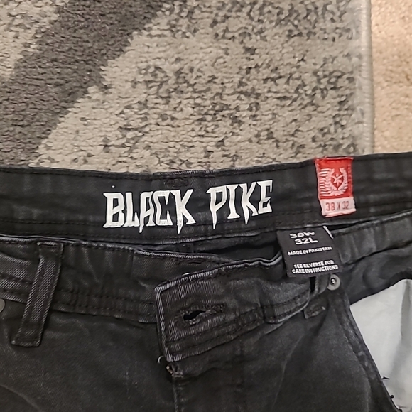Black Pike Men's Jeans 38x32  Colorful Graphic Print Hemmed - Picture 8 of 12